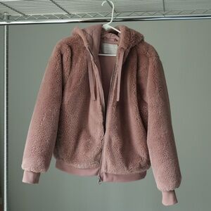 Athlete faux fur sheep coat in dusty rose size Large